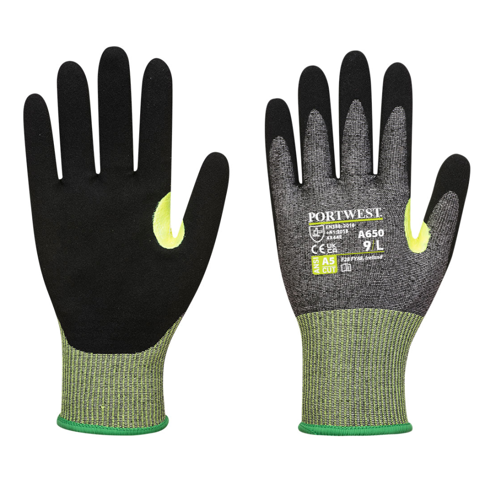 (Grey/Black, L) Portwest VHR15 Nitrile Foam Glove