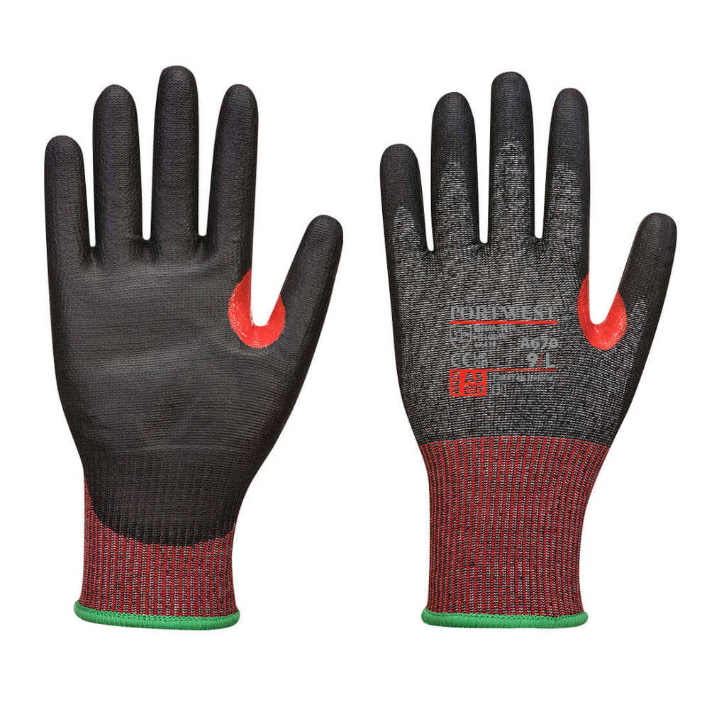 (Black, M) Portwest AHR13 F Dark PU Cut Glove