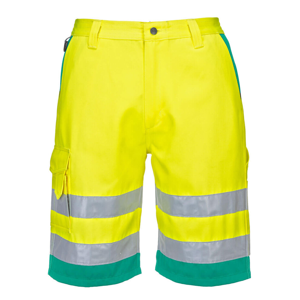 (Yellow/Teal, XXXL) Portwest Hi-Vis Lightweight Poly-cotton Short