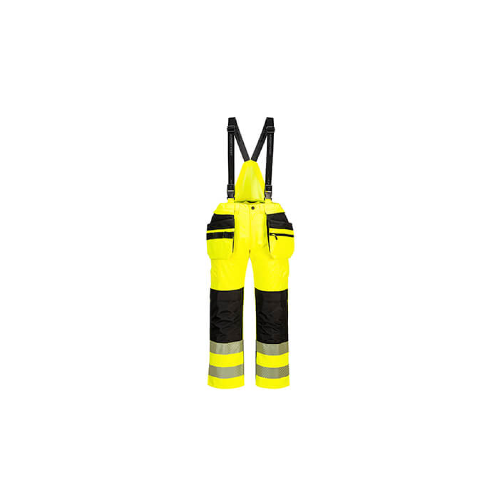 (Yellow/Black, XXXL) Portwest PW3 Hi-Vis Rain Bib and Brace