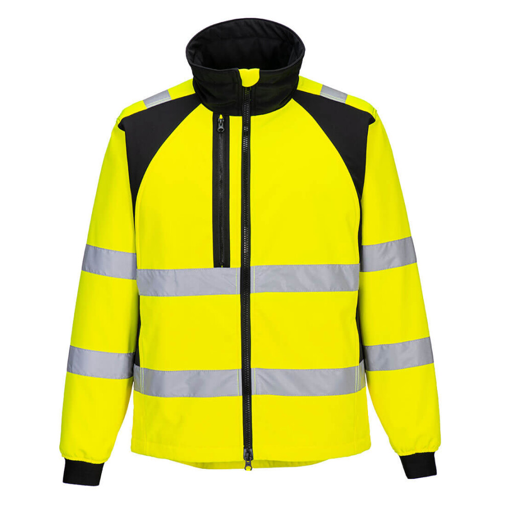 (Yellow/Black, 2XL) Portwest WX2 Eco Hi-Vis Softshell Jacket (2L)