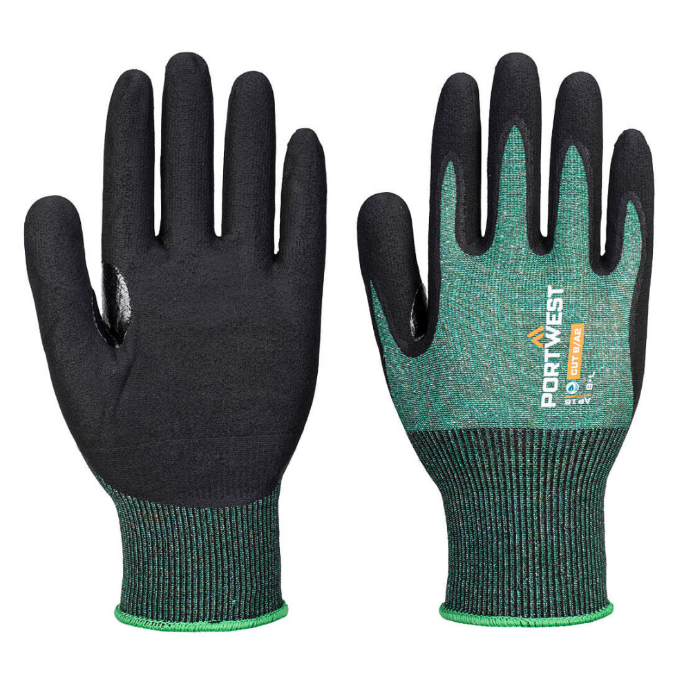 (Green/Black, XXXL) Portwest SG Cut B18 Eco Nitrile Glove (Pk12)