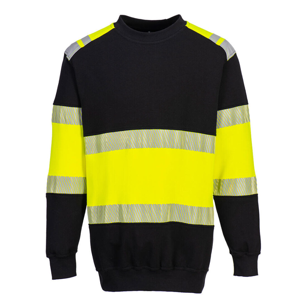 (Yellow/Black, XL) Portwest PW3 Flame Resistant Class 1 Sweatshirt