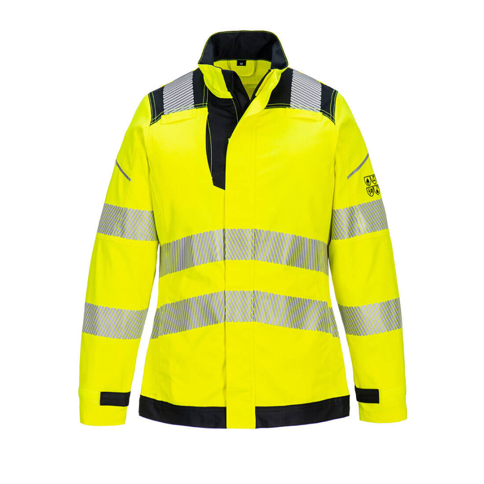 (Yellow/Black, M) Portwest PW3 FR Hi-Vis Women's Work Jacket