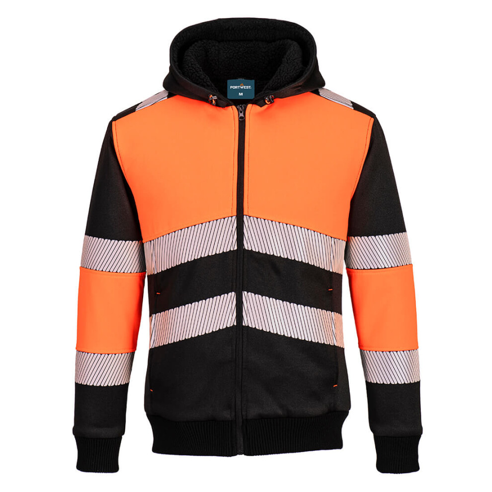 (Orange/Black, S) Portwest PW3 Zipped Class 1 Winter Hoodie