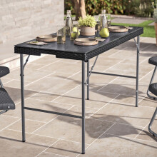(4ft Table) Black Rattan Design Folding Table Garden Patio