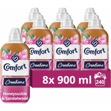 Comfort Creations Honeysuckle & Sandalwood Fabric Conditioner with Stay Fresh Technology - 100 Days of Fragrance, 8x 900ml