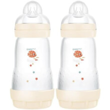 MAM Easy Start Self Sterilising Anti-Colic Baby Bottle Pack of 2 (2 x 260 ml) MAM Bottles Medium Flow Teats Size 2 Newborn Essentials Shell