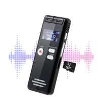 Grabadora de voz de 32 GB para conferencias, con micrófono dual y grabación HD, carga USB.