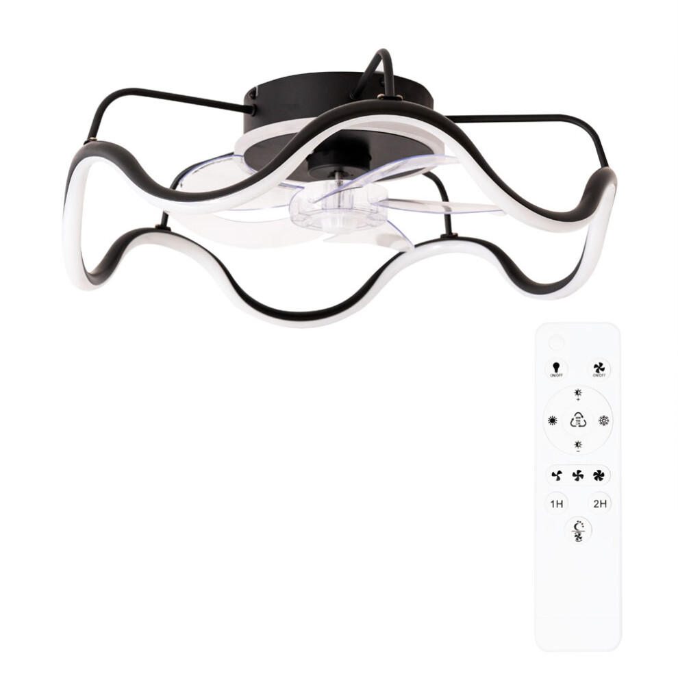 ValueLights Integrated LED Ceiling Fan with Remote Control, Clear Blades, Timer and 3 Speed Functions - Wave Design