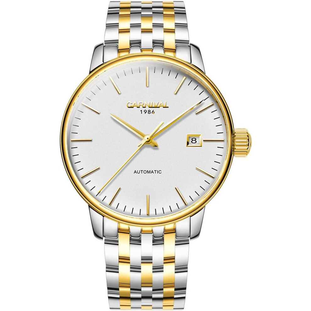 Veanxin Luxury Men's Automatic Mechanical Wrist Watch Analog Watch Calendar Waterproof Stainless Steel Business Watch For Men Best Gift