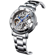 Skeleton Women's Automatic Watch Silver OR Gold Dial Stainless Steel Waterproof Self Winding Female Watch