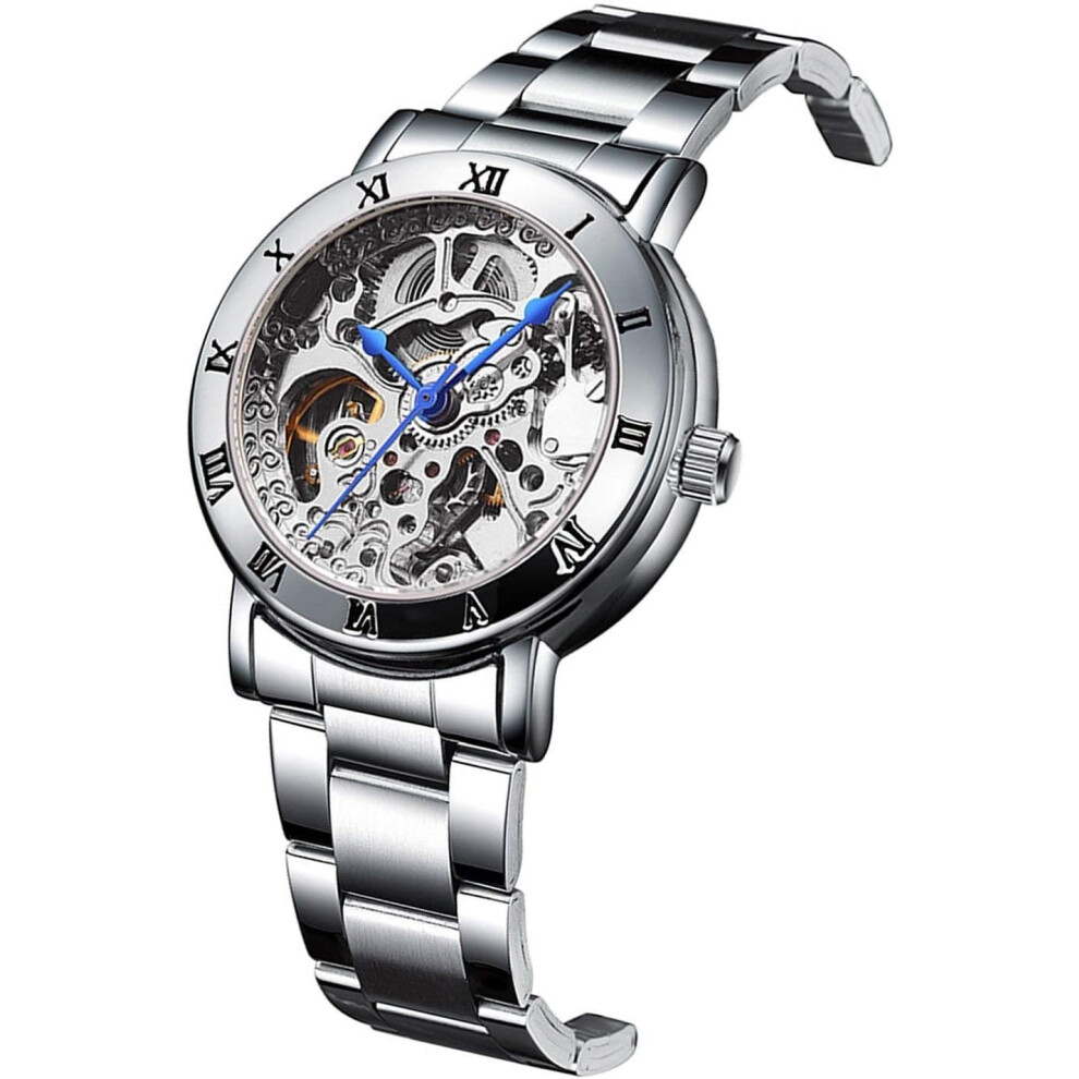 Skeleton Women's Automatic Watch Silver OR Gold Dial Stainless Steel Waterproof Self Winding Female Watch