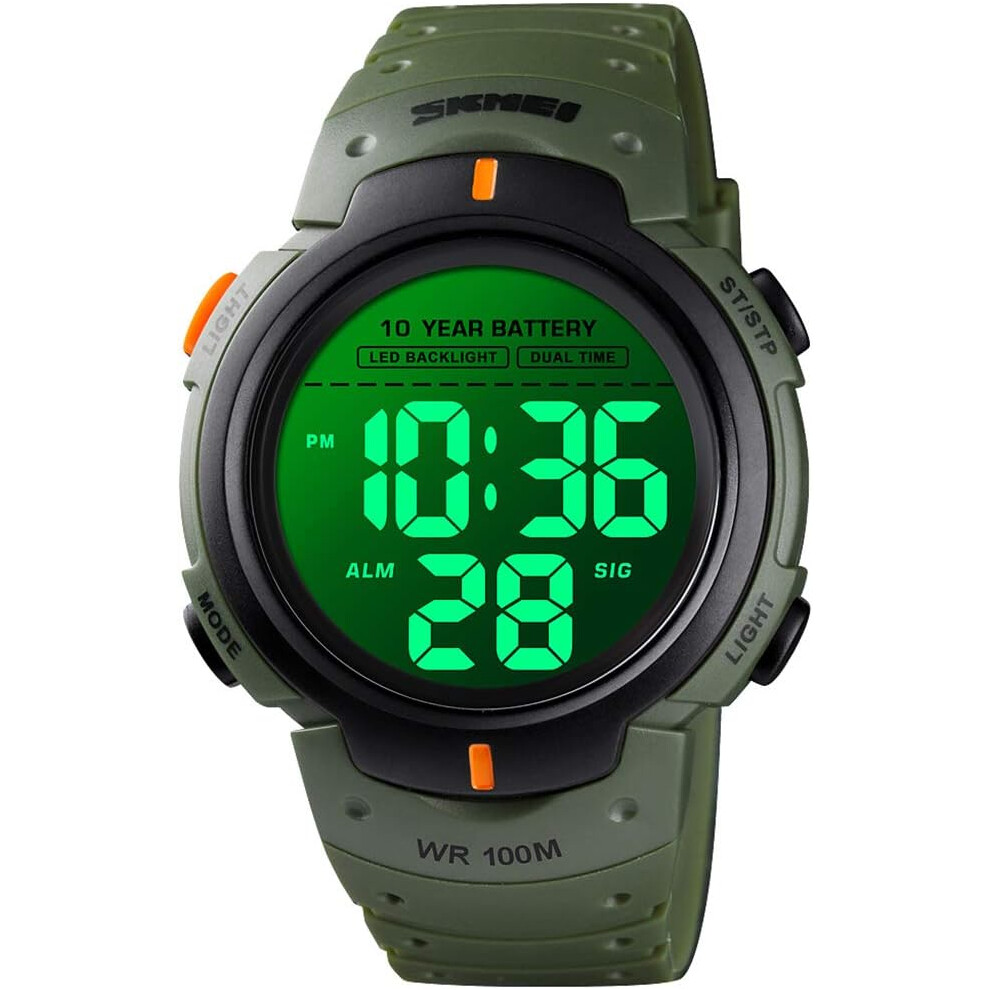 VEANXIN Men's Digital Sports Watch LED Screen Large Face Watches Electronic Simple Army Watch with 100M Waterproof, Alarm, Stopwatch, Luminous Night-image-OPC-PDXF2QN-NEW