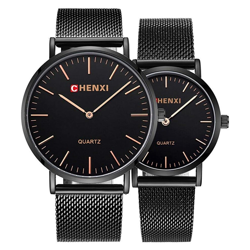 Photos - Wrist Watch Classic Set Men Women His and Hers Couples Quartz Watch Stainless Steel Mesh Strap Lovers Set