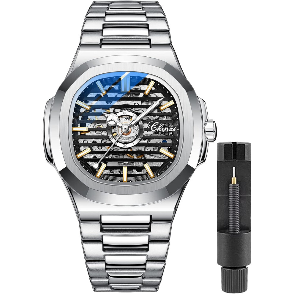 VEANXIN New Automatic Mechanical Watch for Men Luxury Brand Men's Business Watch Luminous Wristwatch Waterproof Stainless Steel-image-OPC-PDXF5VX-NEW