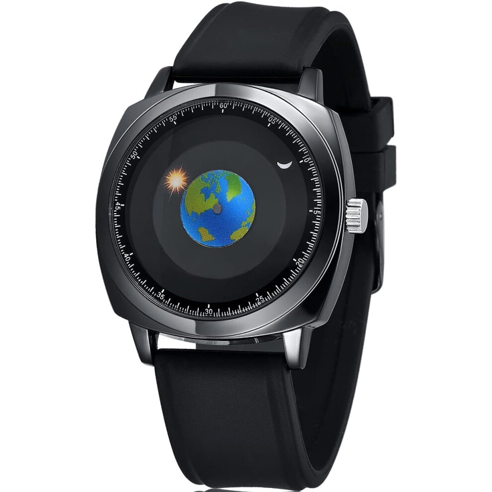 Photos - Wrist Watch VEANXIN Watch for Men Creative Mens Watches Earth Trend Watch Analog Display Sport Men Watch Quartz Moon Sun Pointer Waterpr