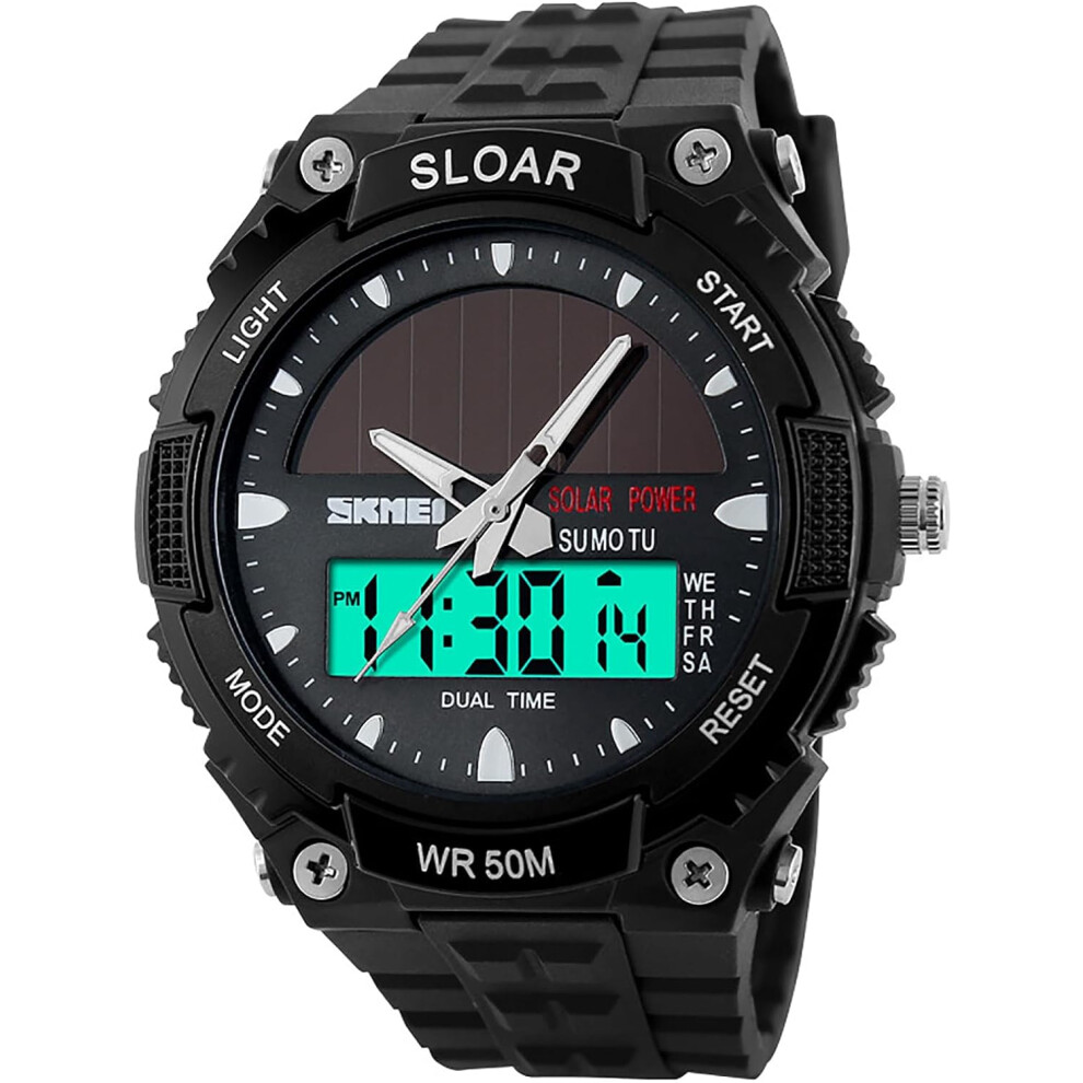 VEANXIN Watch for Men Solar LED Sports Waterproof Watch Men Watches Outdoor Sports Multi-Function Digital Display Camouflage Watch