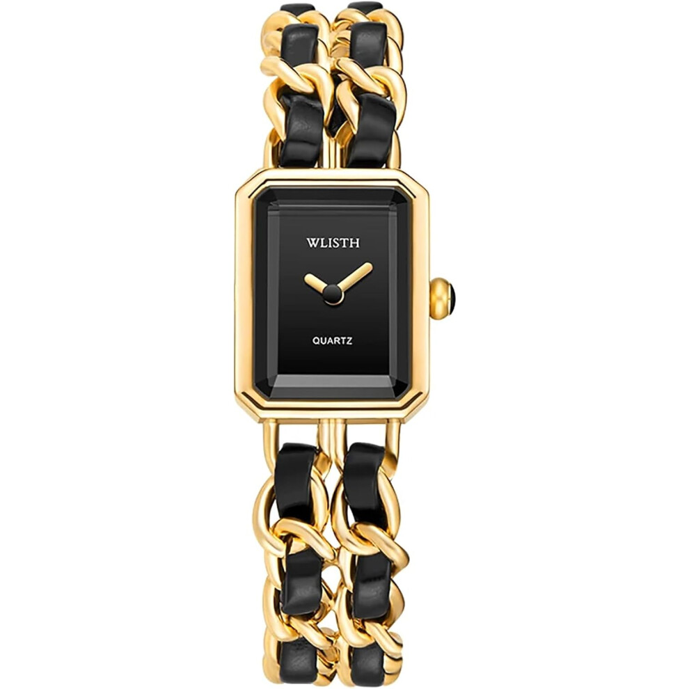 VEANXIN Women's Elegant Dress Watch Chain Braid Band Square Bracelet Watches for Women Retro Minimalist Analog Quartz Waterproof Ladies Watch