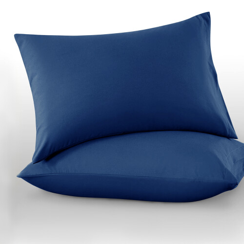 Imperial Rooms (Navy Blue, Plain Pillowcase 2-Pack) Plain Duvet Cover Single Double King Bed Set Quilt