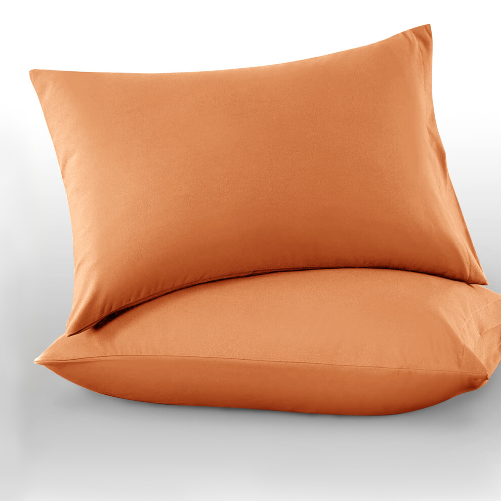 Imperial Rooms (Rust, Plain Pillowcase 2-Pack) Plain Duvet Cover Single Double King Bed Set Quilt Orange