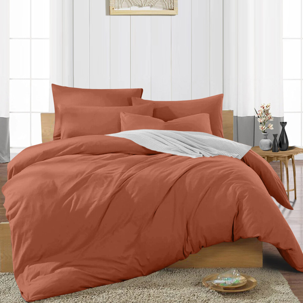 (Rust, Single) Plain Duvet Cover Single Double King Bed Set Quilt