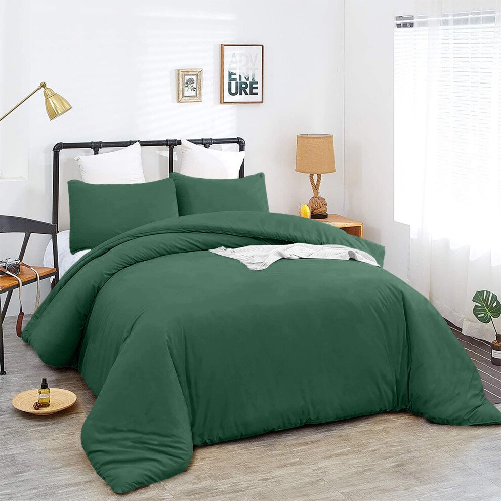 (Emerald, Single) Plain Duvet Cover Single Double King Bed Set Quilt