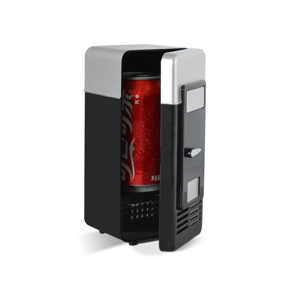 (Black) Hansona Hot and Cold Single Can Mini Desktop Beverage Refrigerator