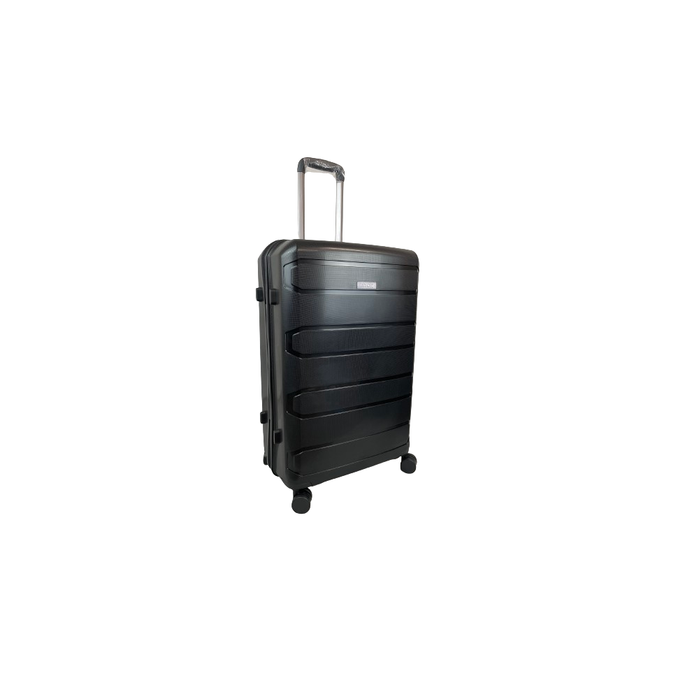 (Black, Large 28") Hampton&Stewart PP 8 Wheel Hard Shell Suitcase