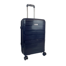 (Navy, Medium 24") Hampton&Stewart PP 8 Wheel Hard Shell Suitcase