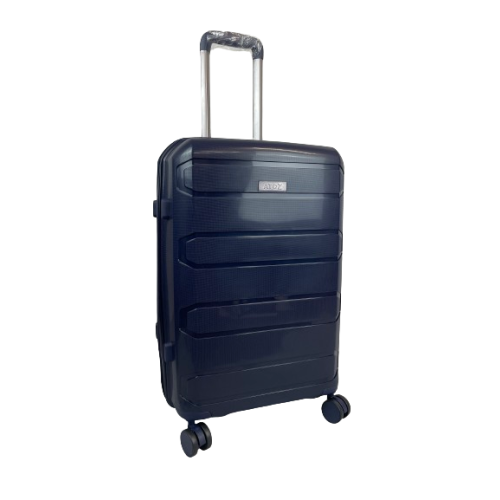 (Navy, Medium 24") Hampton&Stewart PP 8 Wheel Hard Shell Suitcase