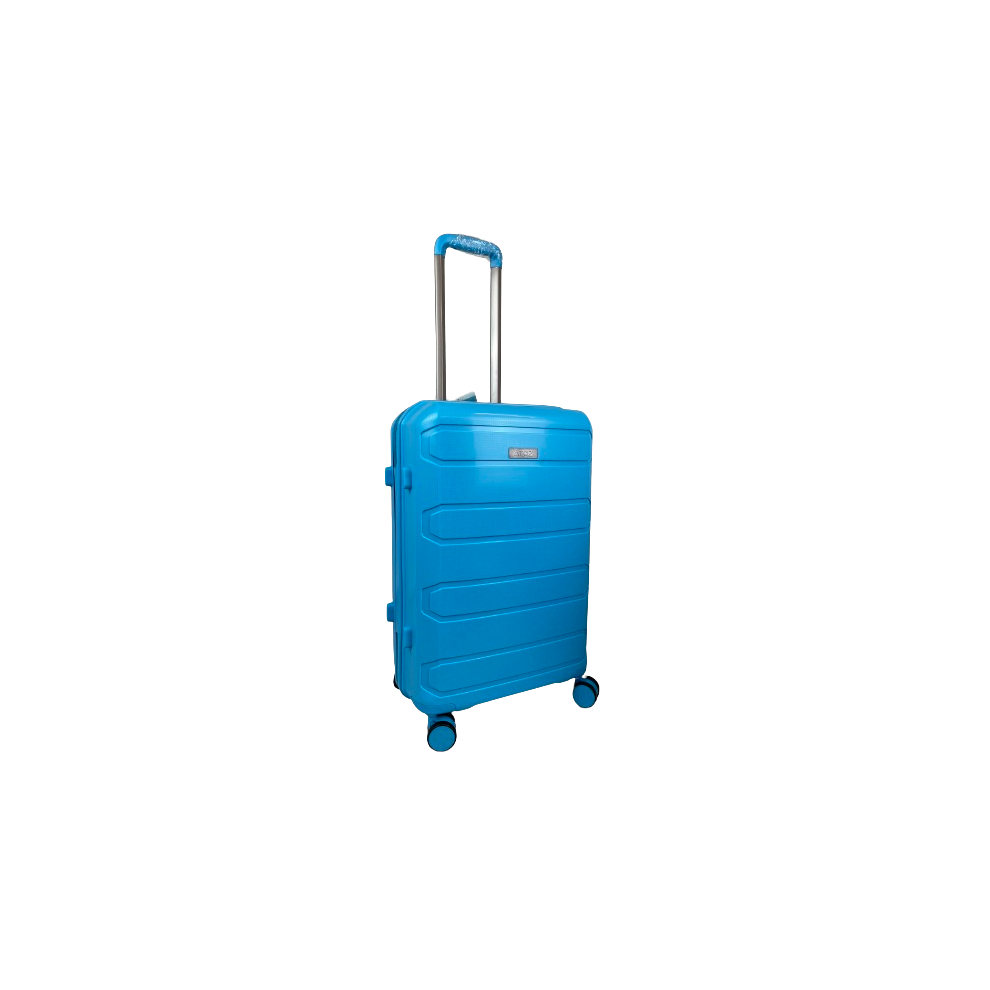 (Sky Blue, Medium 24") Hampton&Stewart PP 8 Wheel Hard Shell Suitcase