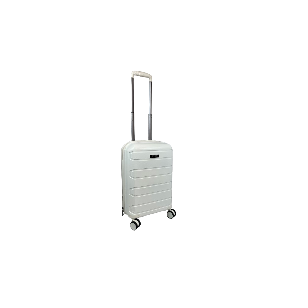 (White, Small 20") Hampton&Stewart PP 8 Wheel Hard Shell Suitcase-image-OPC-PDXFCC7-NEW
