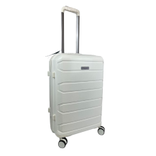(White, Medium 24") Hampton&Stewart PP 8 Wheel Hard Shell Suitcase