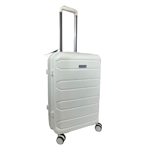 (White, Medium 24") Hampton&Stewart PP 8 Wheel Hard Shell Suitcase