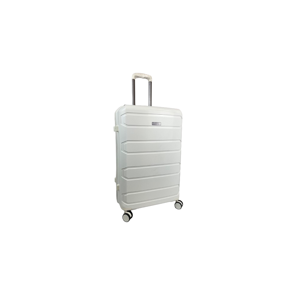 (White, Large 28") Hampton&Stewart PP 8 Wheel Hard Shell Suitcase