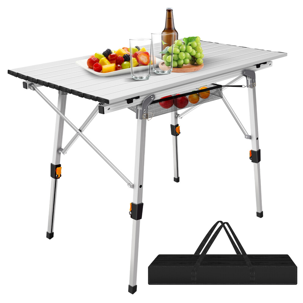 Camping Table Fold up Picnic Table with bag Portable Height Adjustable Legs Collapsible Folding Table Outdoor Table for Beach Fishing Garden BBQ