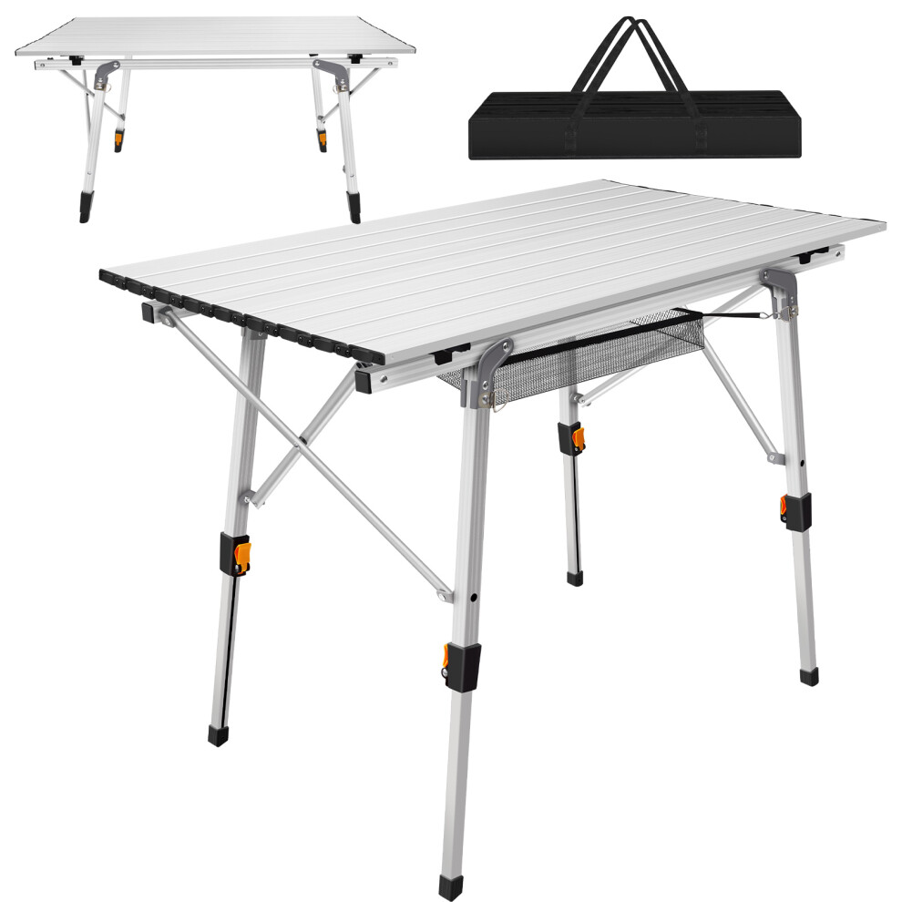 Foldable Garden Table Camping Desk Roll Up Table Height Adjustable Folding Outdoor Table for Beach Fishing Garden BBQ