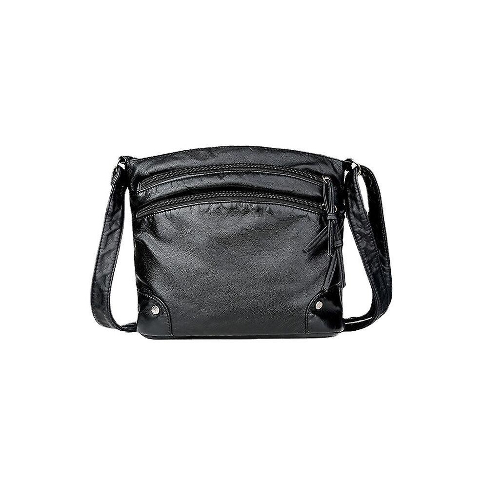 (Black) Women Solid Multi-pocket Middle-aged Crossbody Bag Shoulder Bag