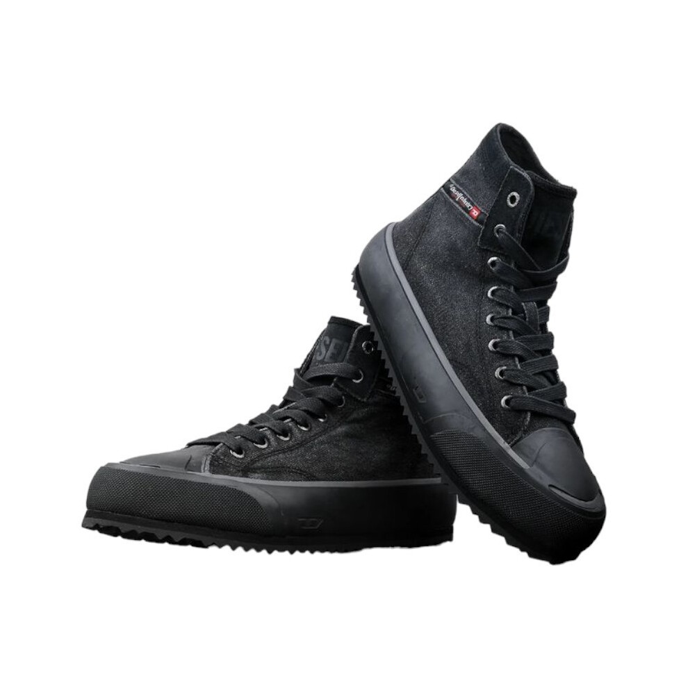 (EU 41) Diesel S-Principia-Mid H1645 Mens Canvas Shoes High Top Lifestyle Trainers Black