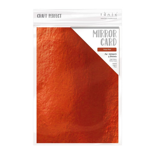 Craft Perfect – Mirror Card - High Gloss - Ruby Red - A4 - 250gsm - 5 Sheets - 9438E 2