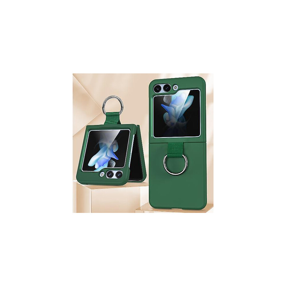 (Green) Shockproof Slim Protective Tpu Silicone Phone Case For Samsung Galaxy Z Flip 5 With Ring Finger Loop Green 7081537098251