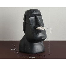 (Black) Moai Tissue Box Easter Island Boulder Statue Personality Stone Sculpture Home Tissue Holder Napkin Box Paper Towel Holder
