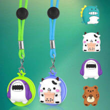 (blue green) 2pcs For Airtag Kids Necklace, Cartoon Kid For Airtag Necklace Adjustable Hidden Air Tag Holder Cute Silicone Anti-lost