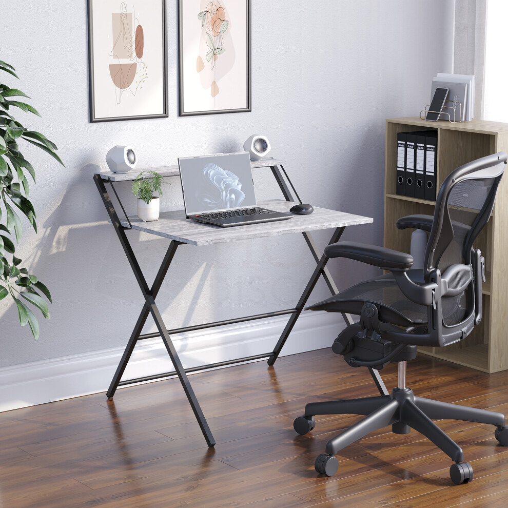 (Grey) Brooklyn Foldable Home Office Computer Desk