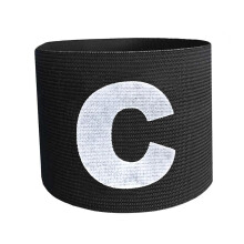 (Black) Soccer Basketball Flexible Adjustable Player Bands Fluorescent Captain Armband