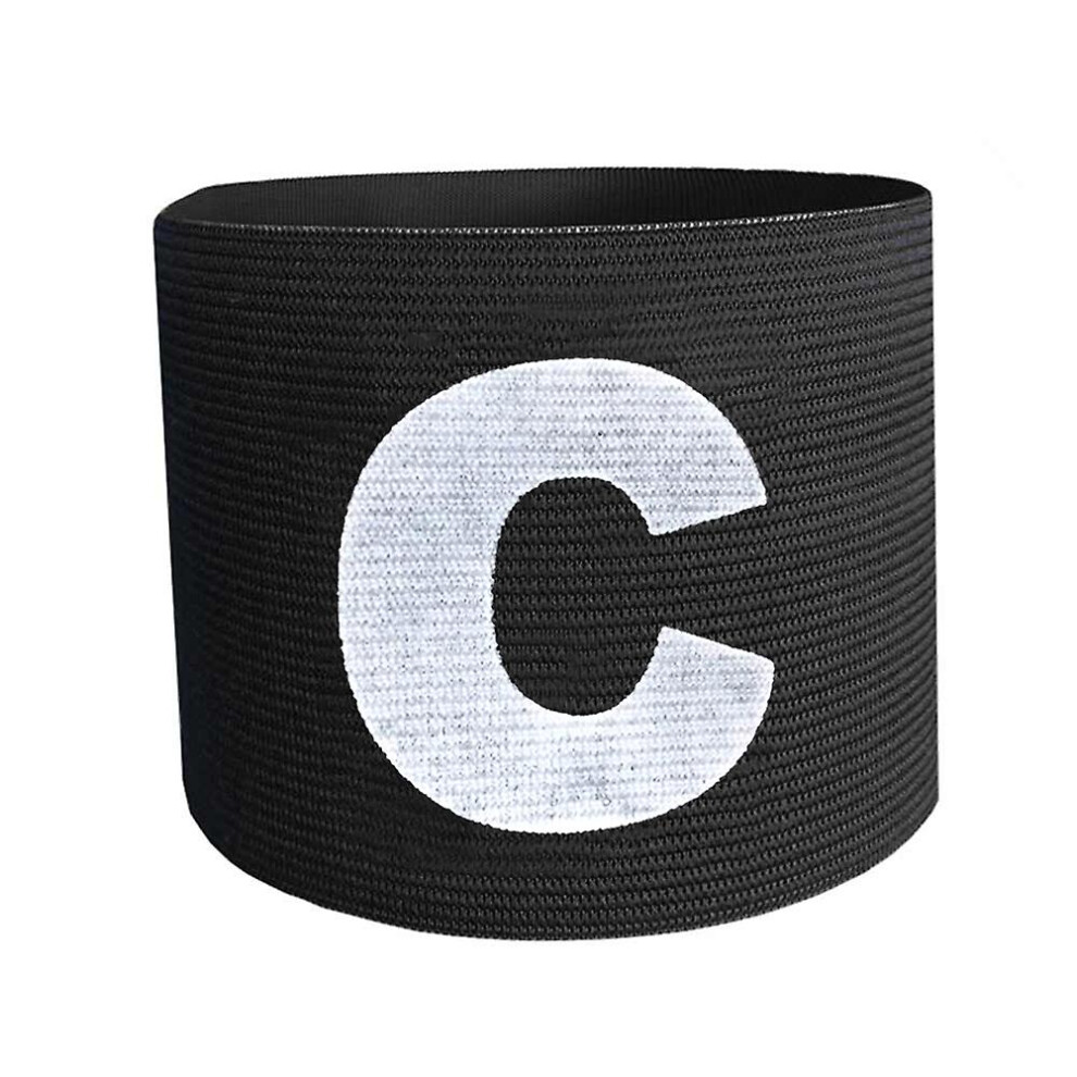 (Black) Soccer Basketball Flexible Adjustable Player Bands Fluorescent Captain Armband