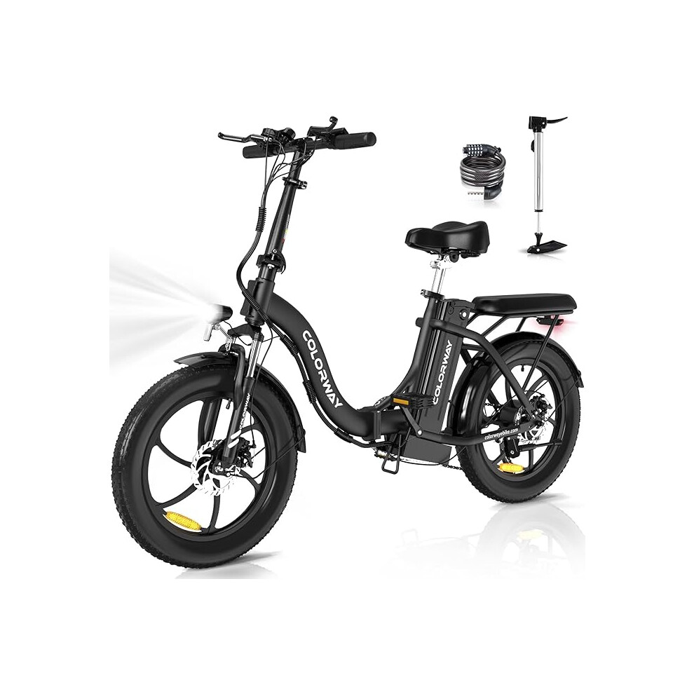 (Black) COLORWAY Bk6S 20'' Electric Bike, Folding EBike, City Bike with 36V