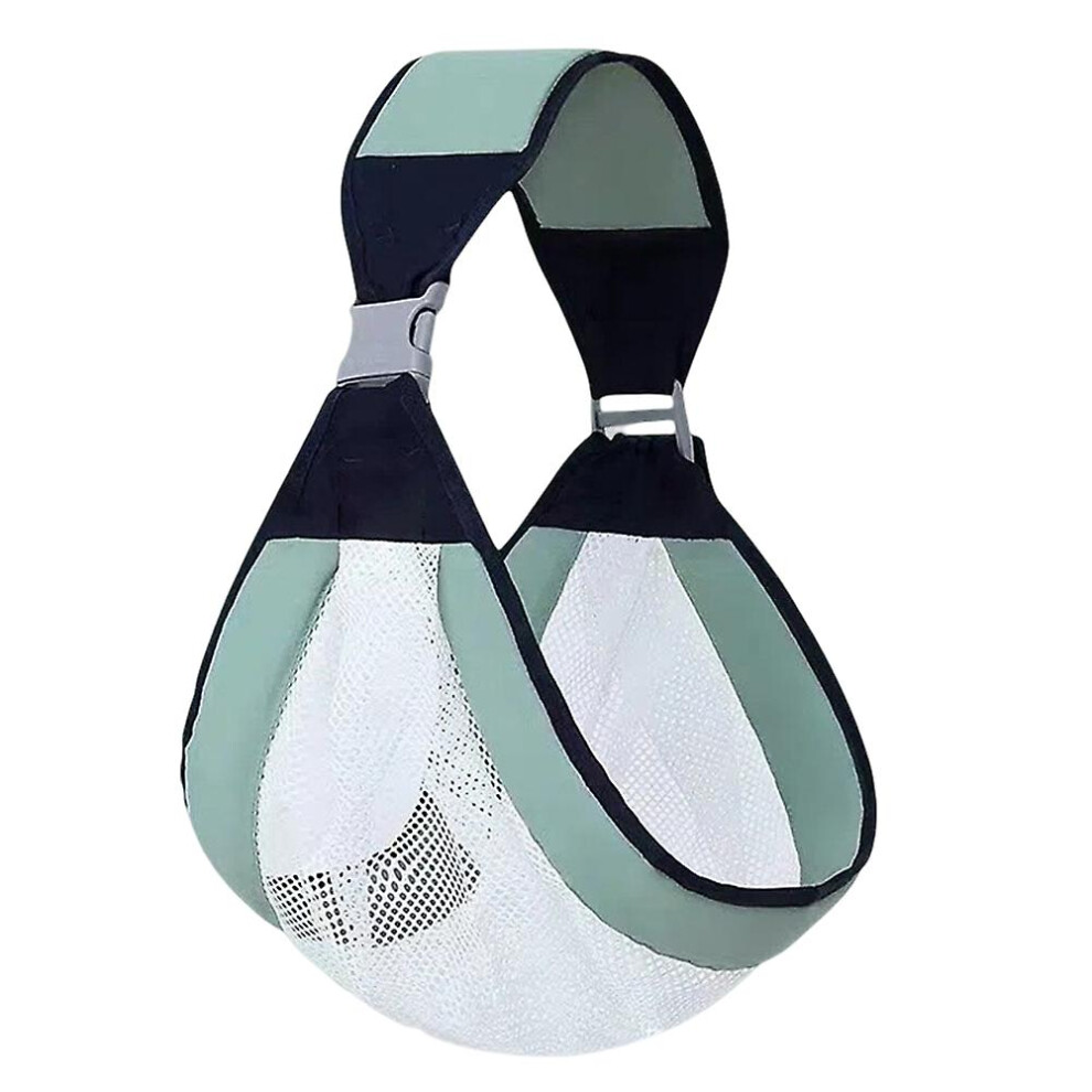 (Green Net) Adjustable Baby Sling Carrier One Shoulder Labor-saving Baby Holder Baby Mesh Half Wrapped Sling