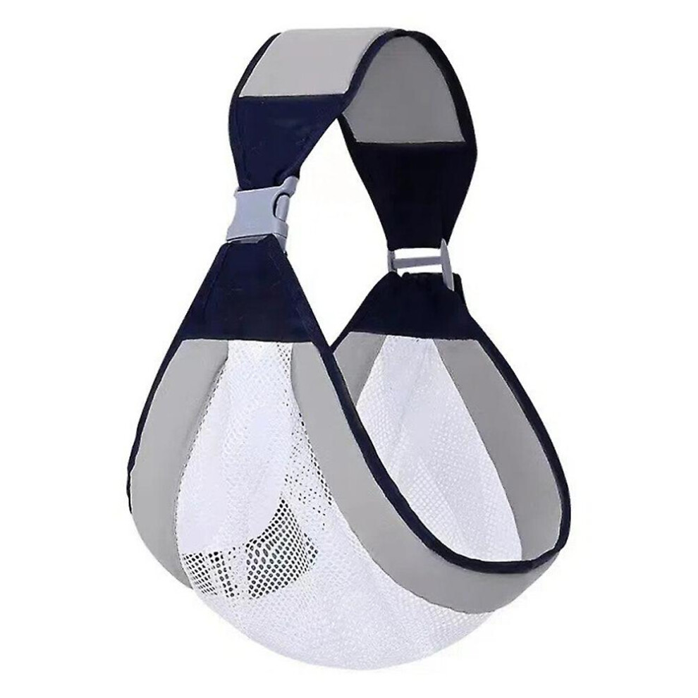 (Gray Mesh) Adjustable Baby Sling Carrier One Shoulder Labor-saving Baby Holder Baby Mesh Half Wrapped Sling